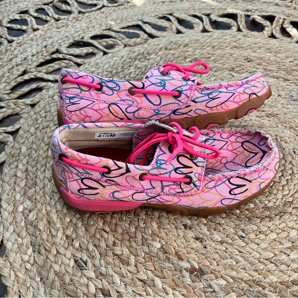 Twisted X Women’s Pin Hearts Driving Moccasin Casual Shoes 4.5